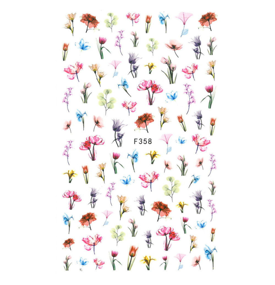 Nálepky na nechty kvety F358