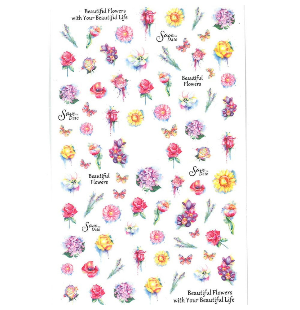 Nálepky na nechty kvety F648