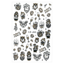 Vianočné nálepky na nechty vločky a gule J43