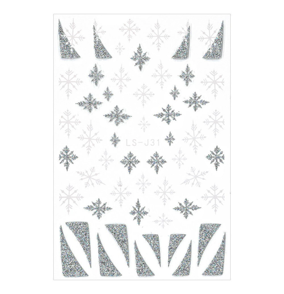 3D holo nálepky na nechty vločky J31