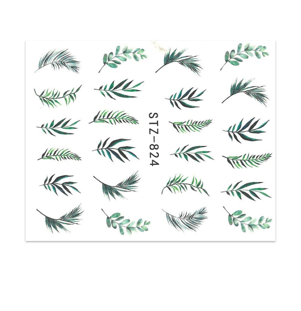 Vodonálepky na nechty papradie a lístky STZ-824