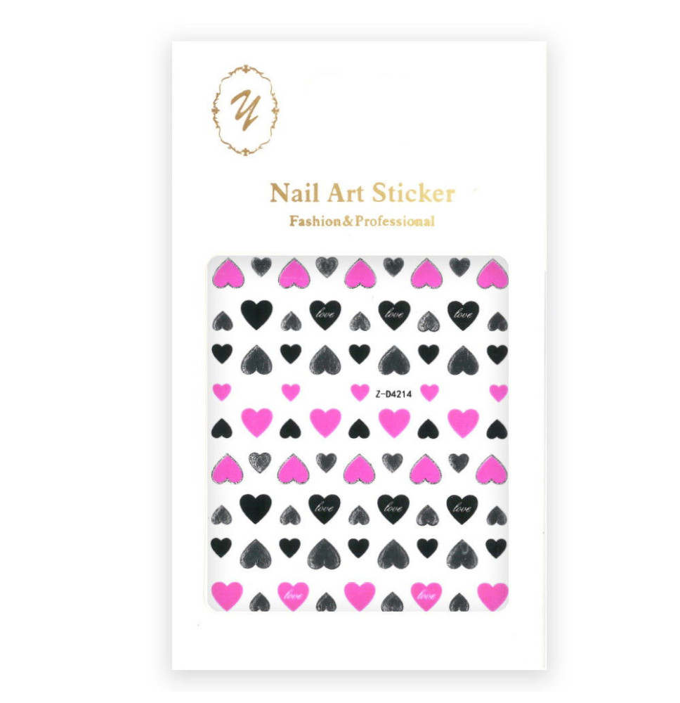 Nálepky na nechty srdiečka Z-D4214 Pink