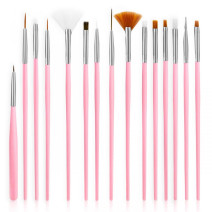 Sada štetcov pre nail art ružová  15 ks