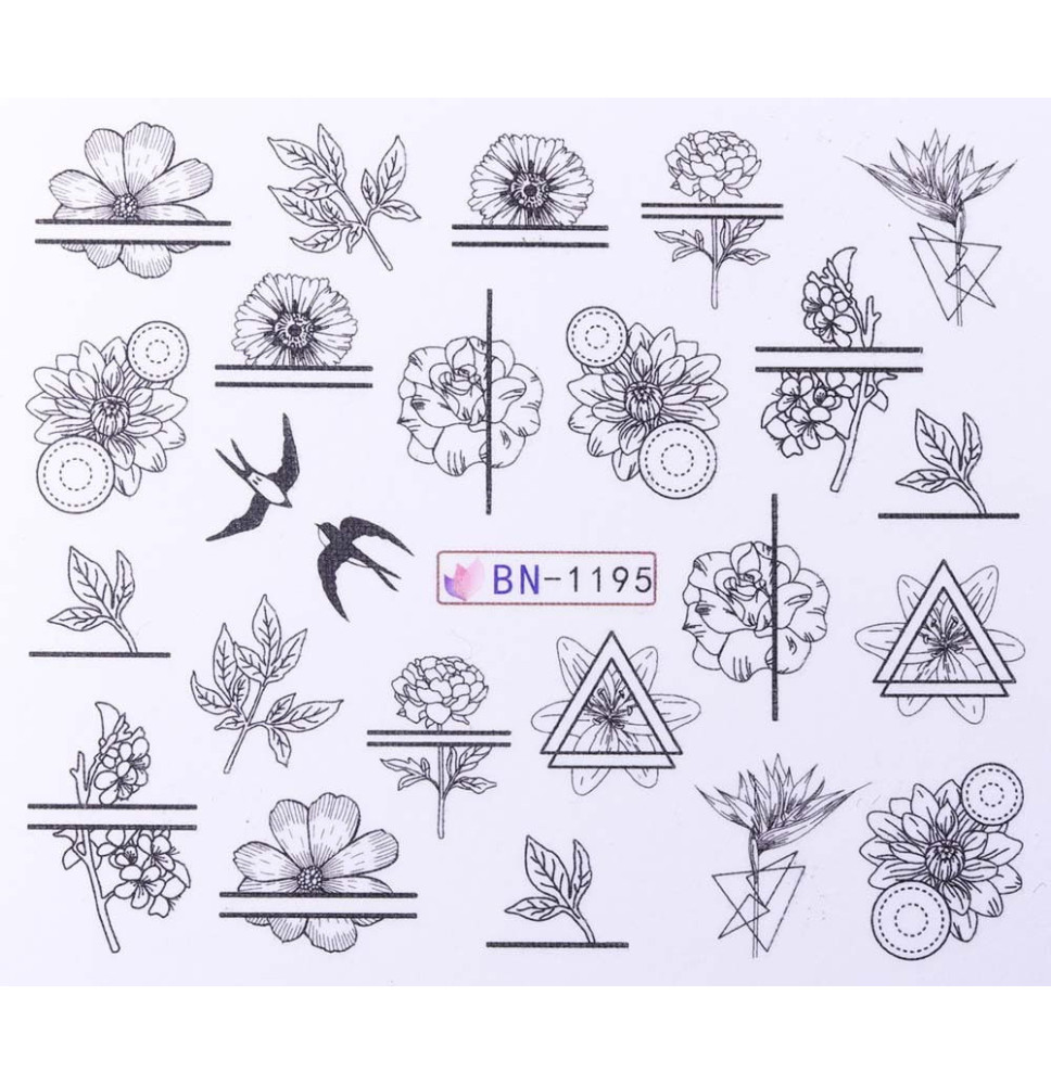 Vodonálepky s motívmi kvetov BN-1195