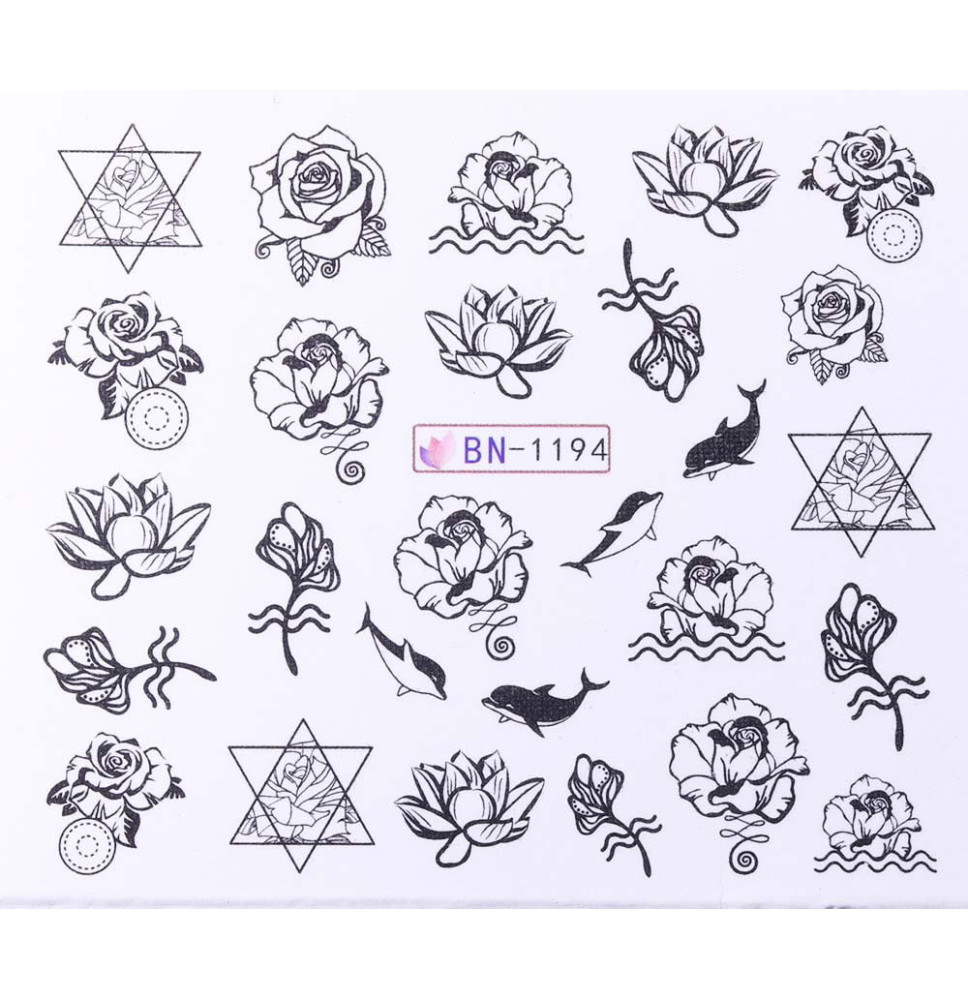 Vodonálepky s motívmi kvetov BN-1194