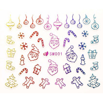 3D nálepky na nechty- vianočný motív SW001