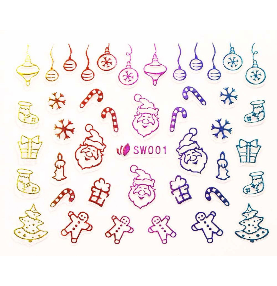 3D nálepky na nechty- vianočný motív SW001