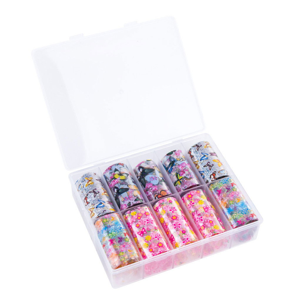 Transferové fólie s motívmi motýľov a kvetov,10 kusov po 100cm 09-01