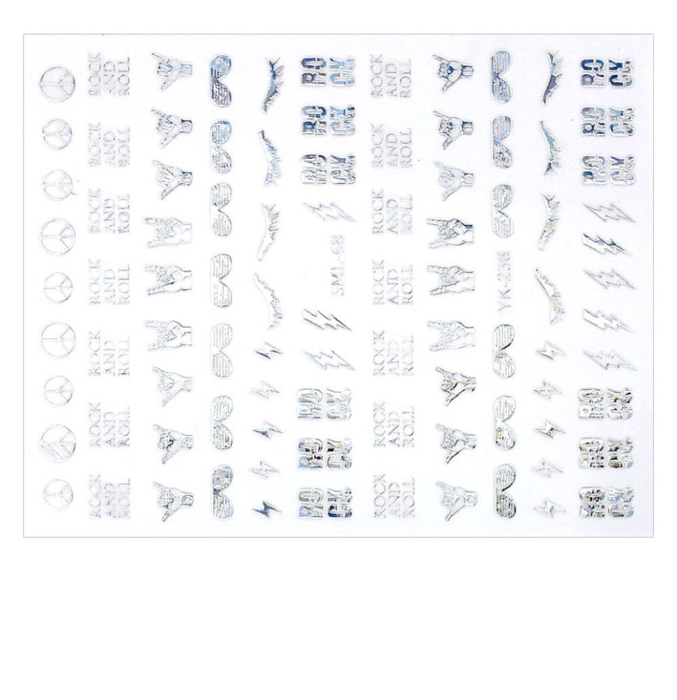 3D nálepky na nechty stieborné SML-68