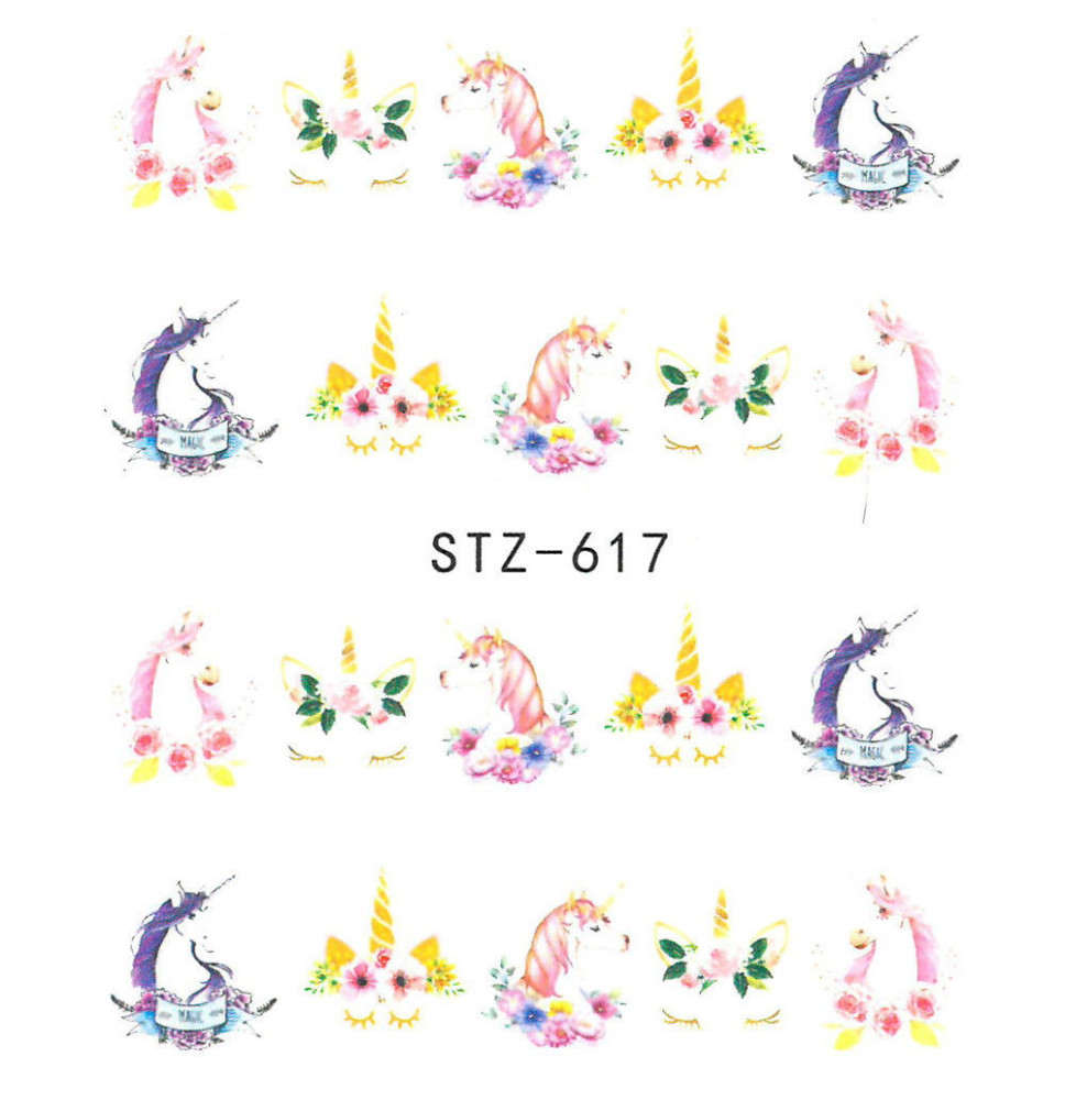 Vodonálepky na nechty jednorožec STZ-617