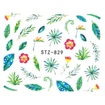 Vodonálepky na nechty kvietky a lístky STZ-829