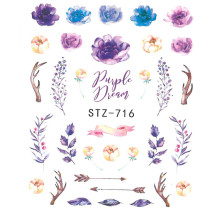 Vodonálepky na nechty motív kvety STZ-716