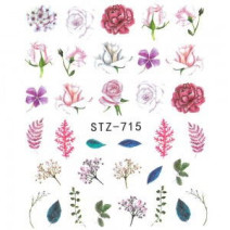 Vodonálepky na nechty motív kvety STZ-715