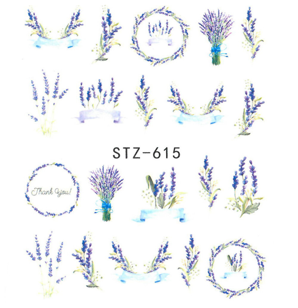Vodonálepky na nechty motív kvety STZ-615