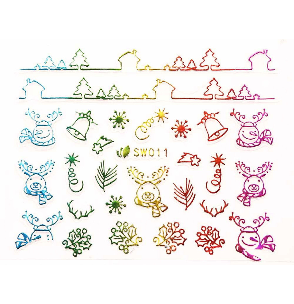 3D nálepky na nechty- vianočný motív SW011
