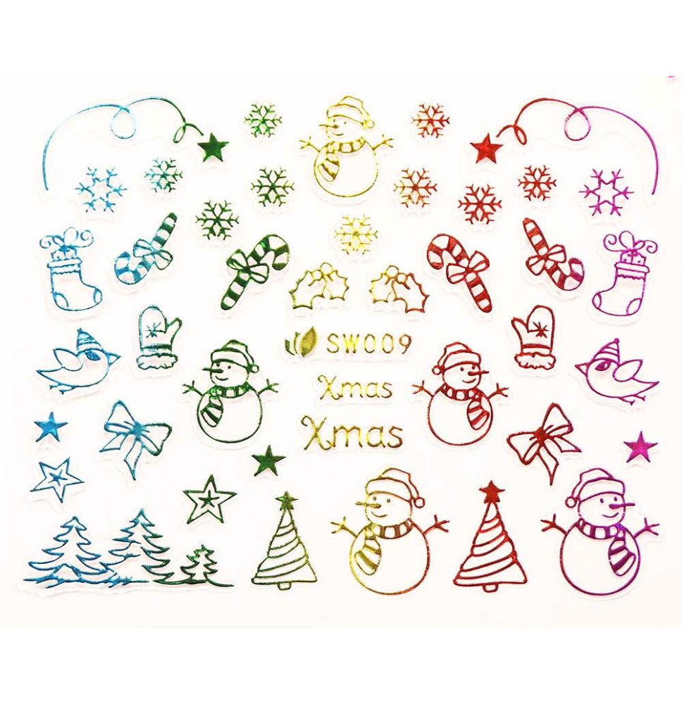 3D nálepky na nechty- vianočný motív SW009