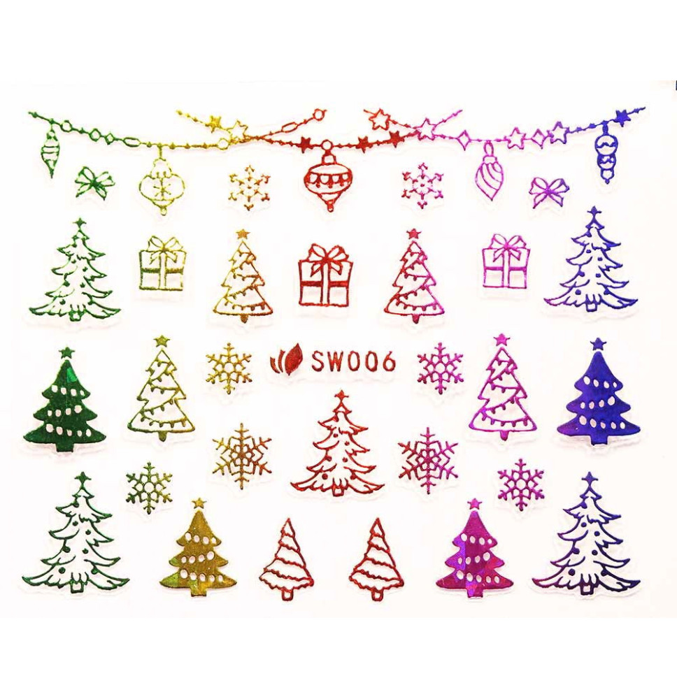 3D nálepky na nechty- vianočný motív SW006