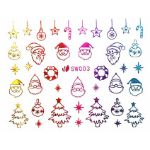 3D nálepky na nechty- vianočný motív SW003
