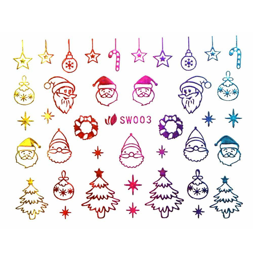 3D nálepky na nechty- vianočný motív SW003