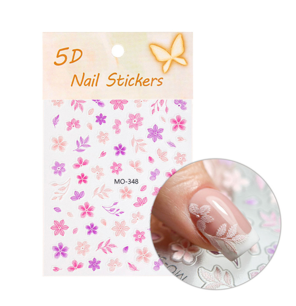 5D samolepiace nálepky na nechty s kvetinovým motívom MO-348