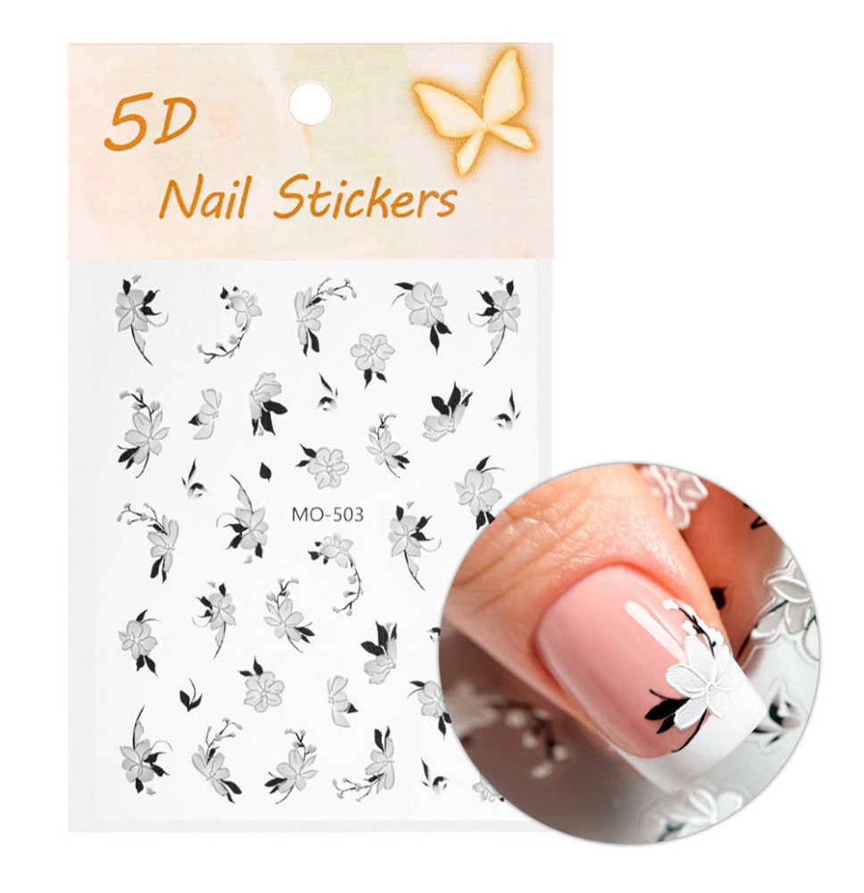 5D samolepiace nálepky na nechty s kvetinovým motívom MO-503