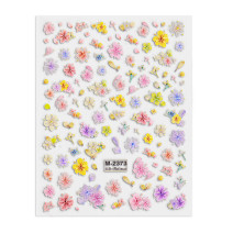 5D samolepiace nálepky na nechty s kvetinovým motívom M-2373