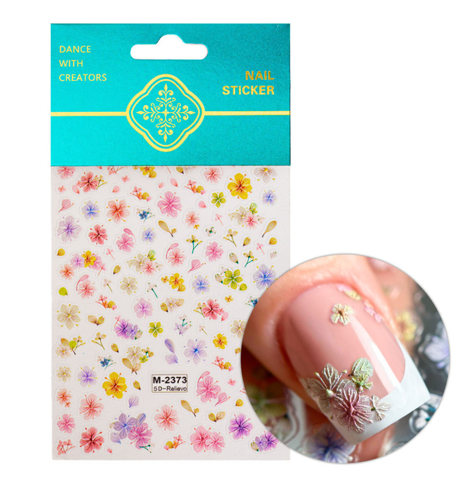 5D samolepiace nálepky na nechty s kvetinovým motívom M-2373
