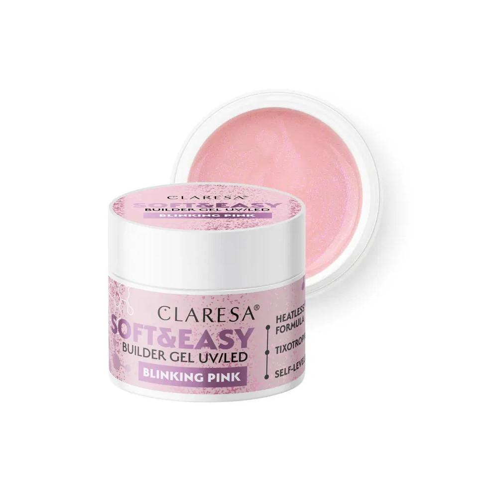 CLARESA STAVEBNÝ GÉL NA NECHTY SOFT&EASY BLINKING PINK 12G
