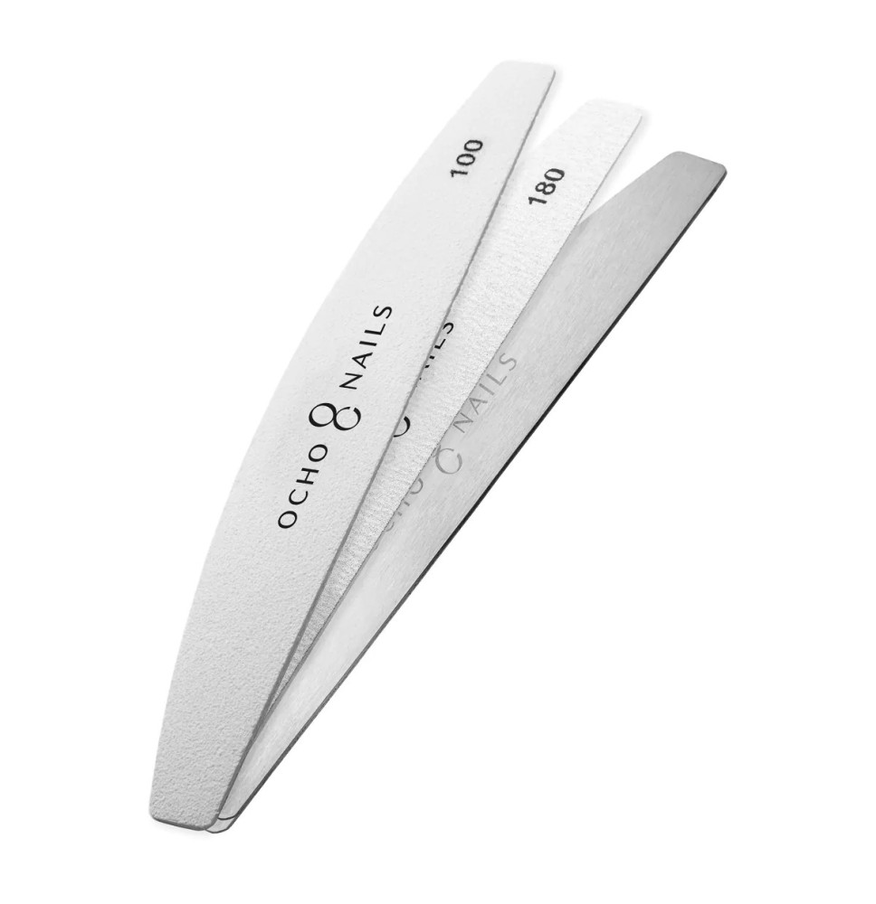 Ocho Nails kovový pilník + náhradné papierky 100 a 180 20ks