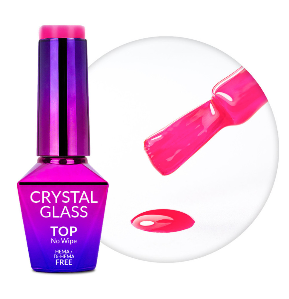 Molly Nails farebný vrchný lak Crystal Glass ružový 10g