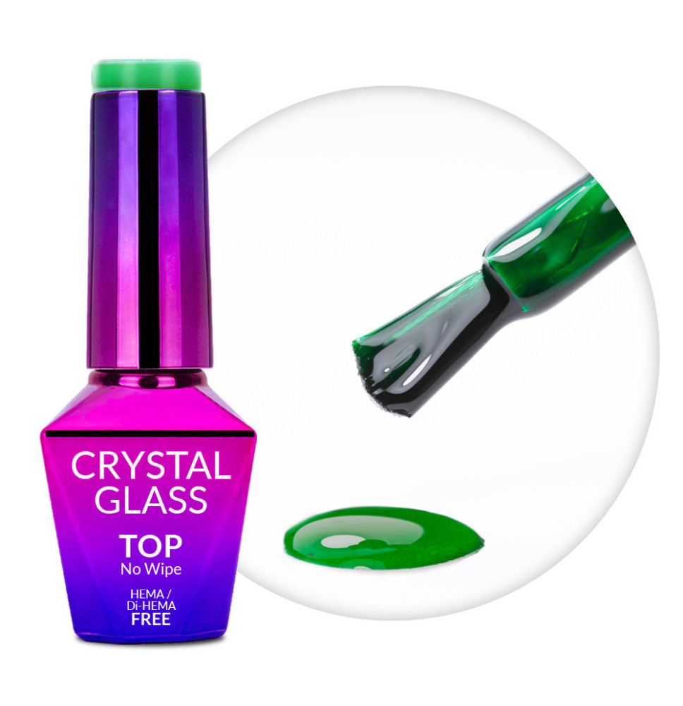 Molly Nails farebný vrchný lak Crystal Glass zelený 10g