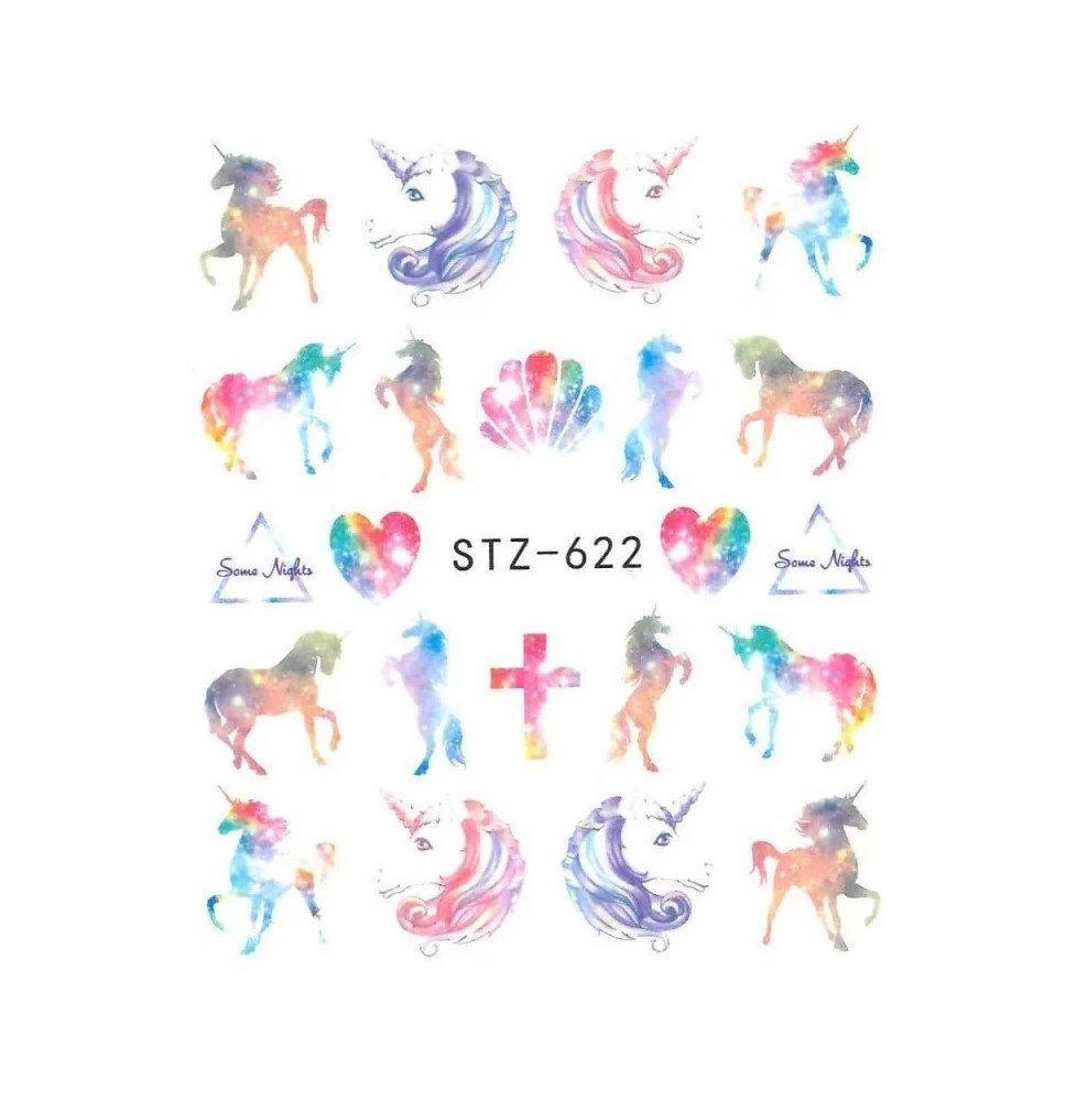 Vodonálepky na nechty  jednorožec STZ-622