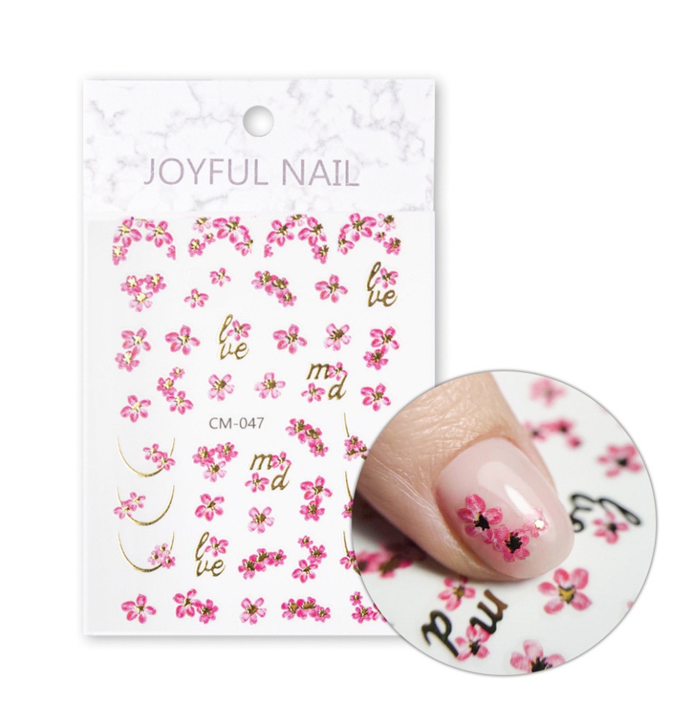 Samolepiace nálepky na nechty s kvetmi CM-047