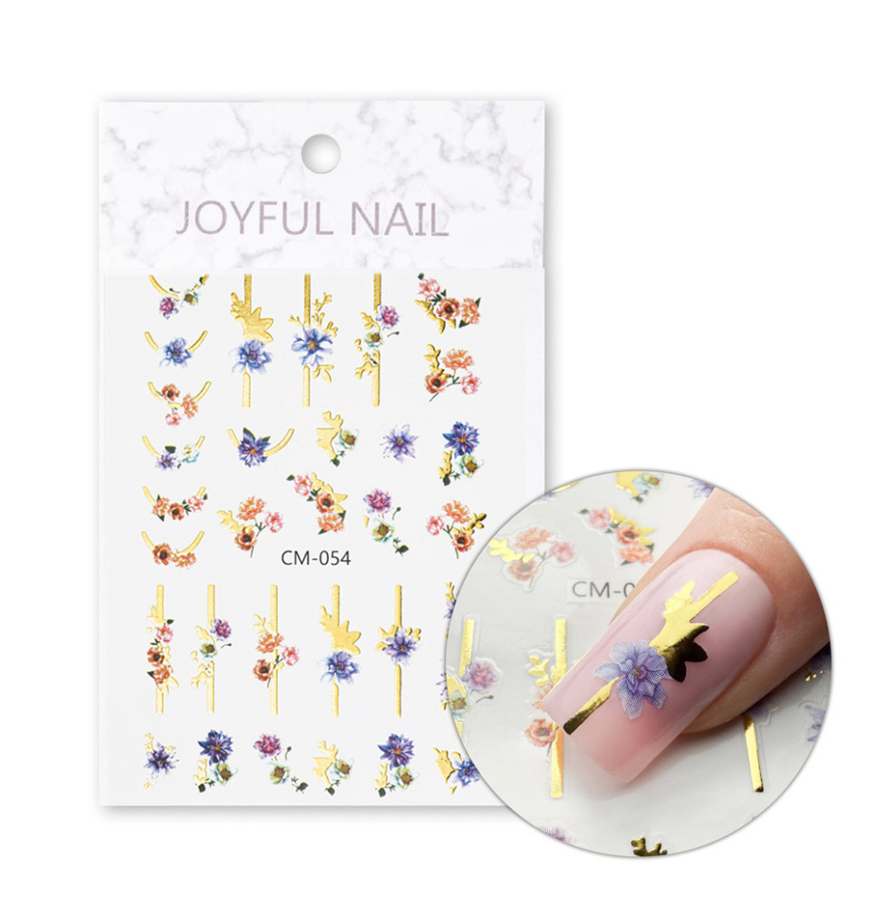 Samolepiace nálepky na nechty s kvetmi CM-054