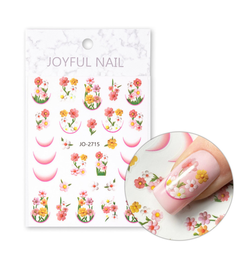 Samolepiace nálepky na nechty s kvetmi JO-2715