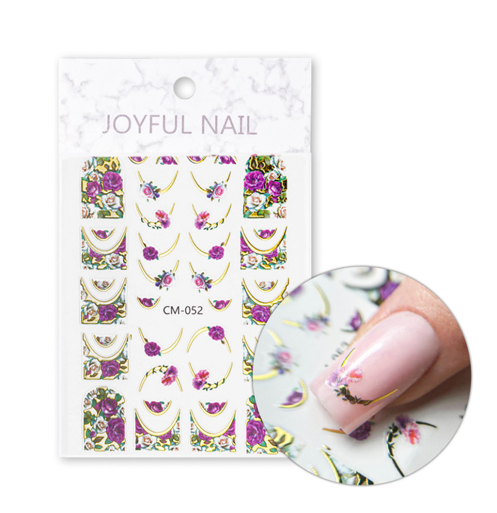 Samolepiace nálepky na nechty s kvetmi CM-052