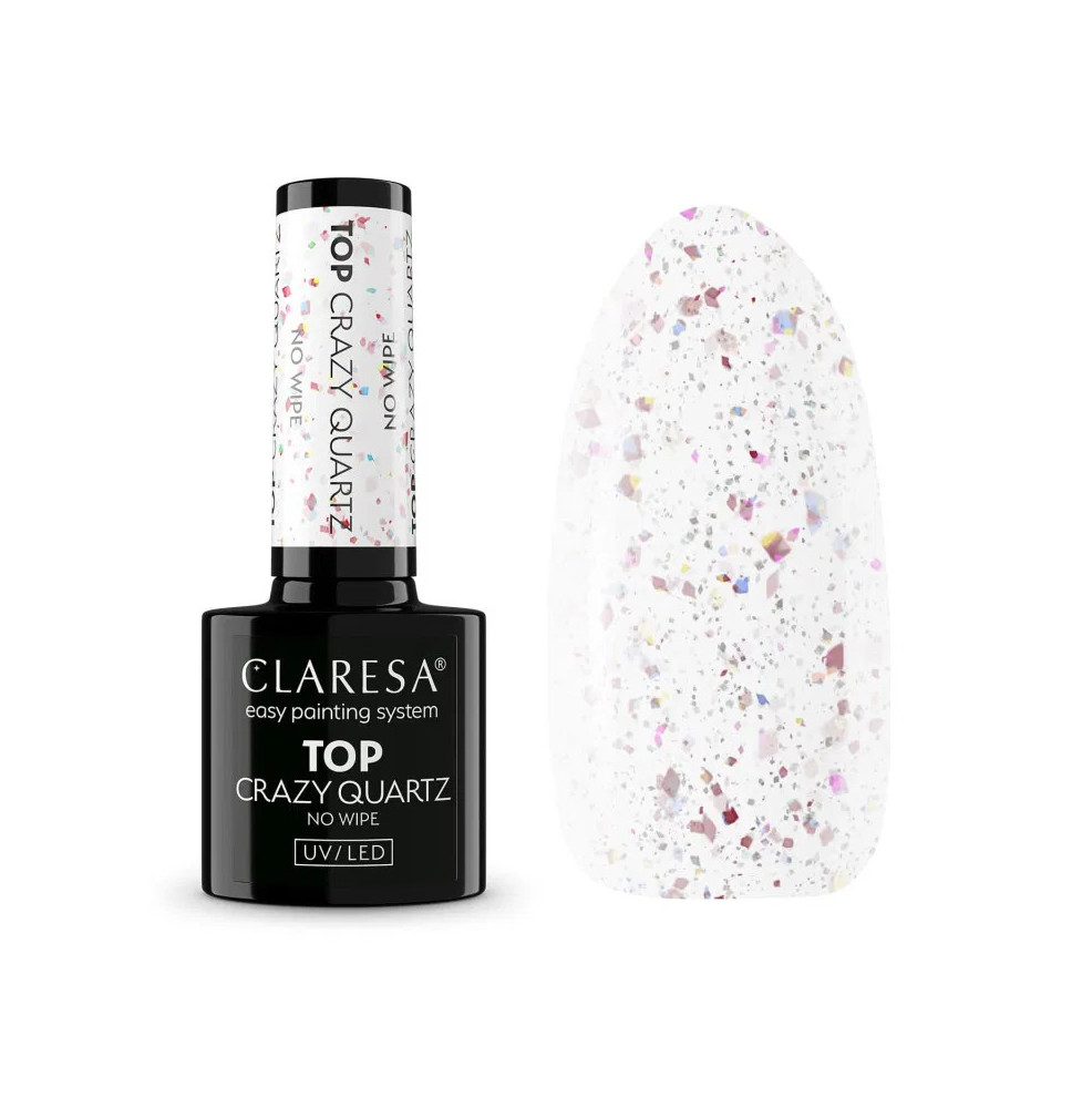 Gél lak CLARESA Top Crazy Quartz No Wipe 5g