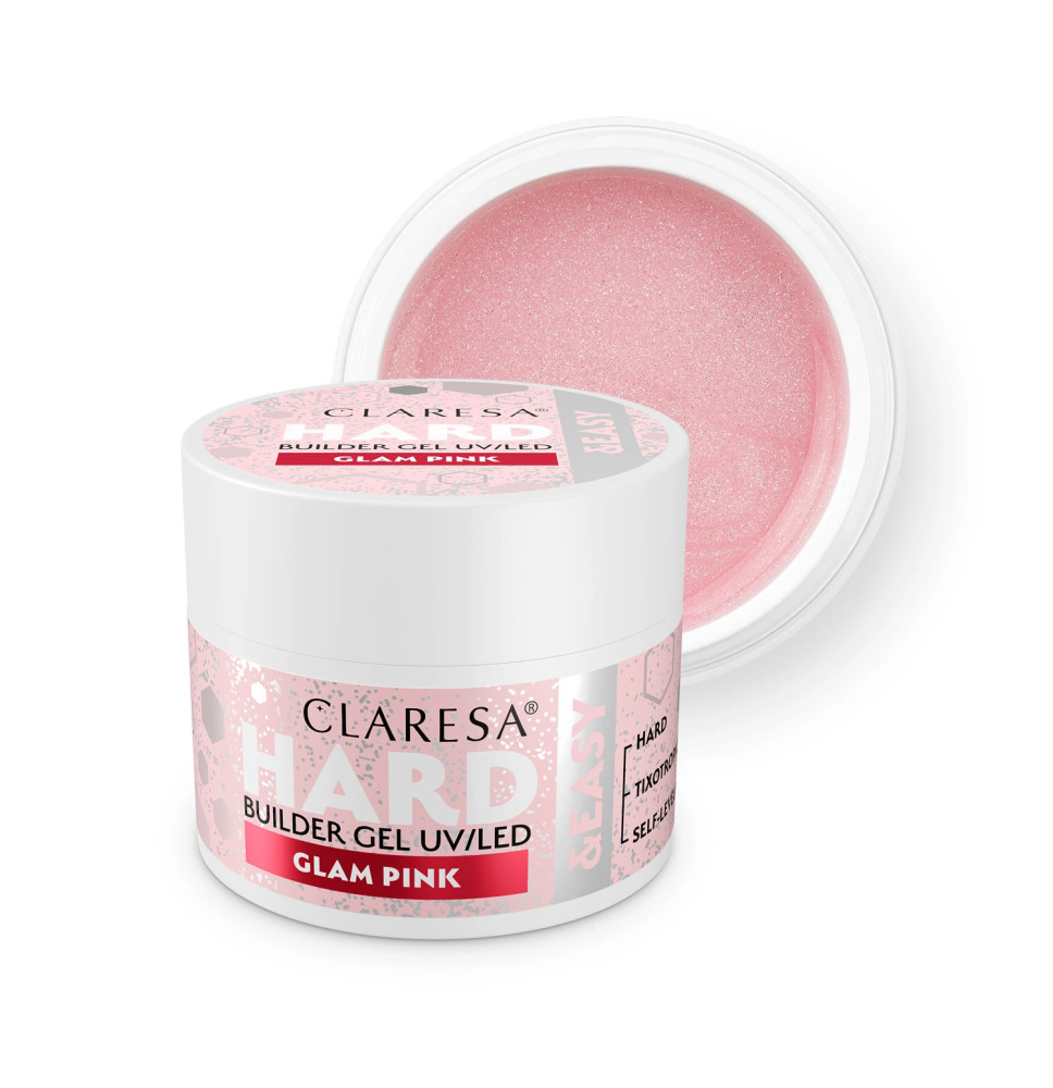 CLARESA STAVEBNÝ GÉL NA NECHTY HARD&EASY GLAM PINK 45g
