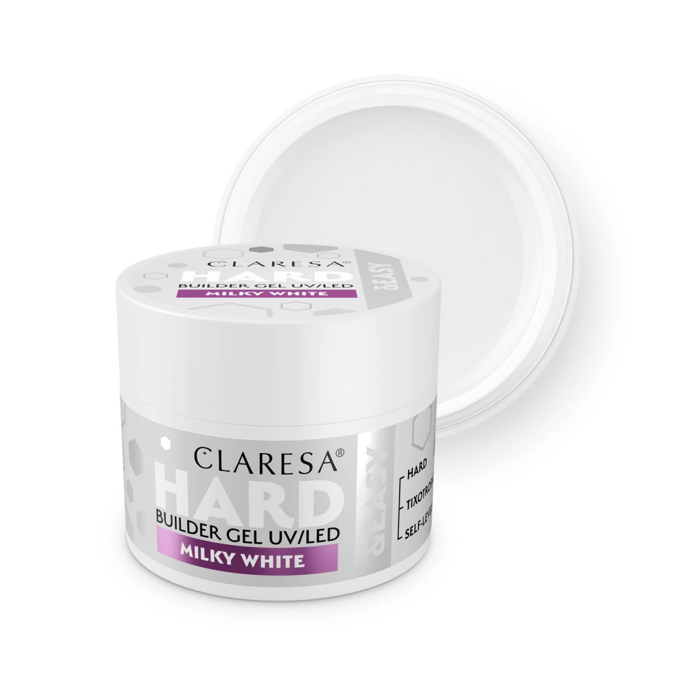 CLARESA STAVEBNÝ GÉL NA NECHTY HARD&EASY MILKY WHITE 12g