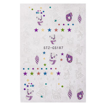 Vianočné nálepky na nechty Winter Magic – soby, hviezdy a rukavičky