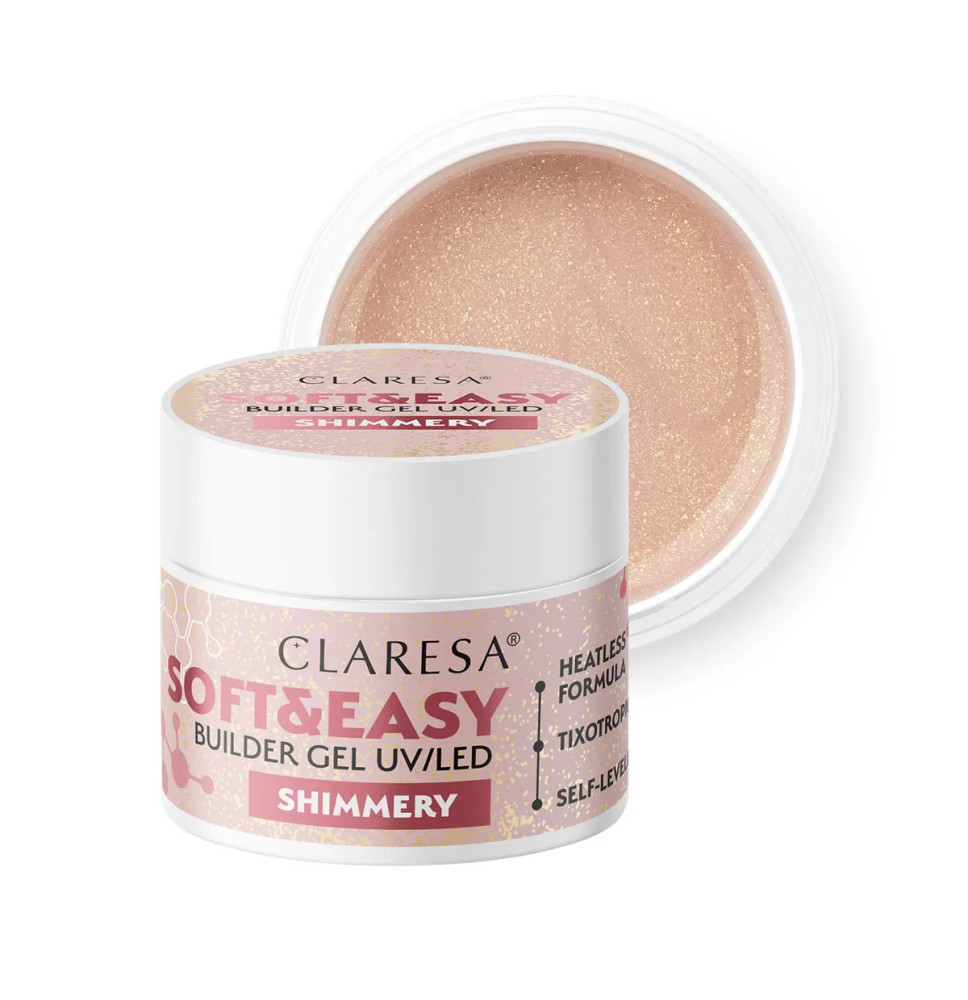 CLARESA STAVEBNÝ GÉL NA NECHTY SOFT&EASY SHIMMERY 90G