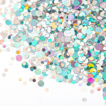 Ozdoby na nechty Confetti Dots č. 1 – strieborné holografické konfety 5 g
