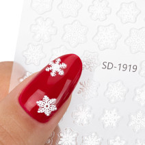 Samolepiace 5D vianočné nálepky na nechty SD-1919 s motívom snehových vločiek
