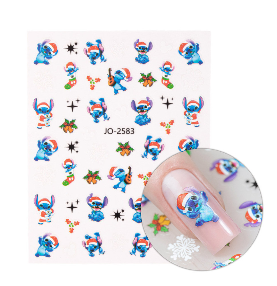Vianočné samolepiace nálepky na nechty JO-2583 s motívom Stitch