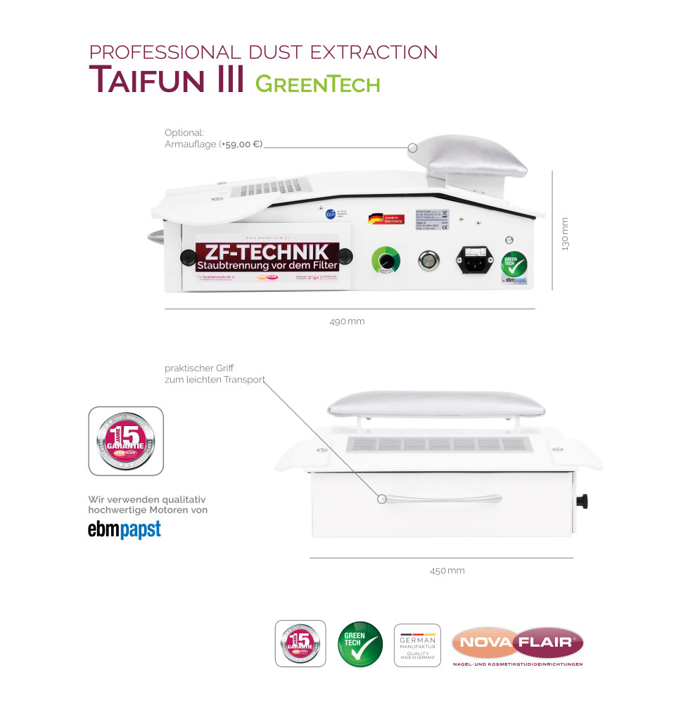 Vstavaná odsávačka prachu Taifun III GreenTech 300 m3/h