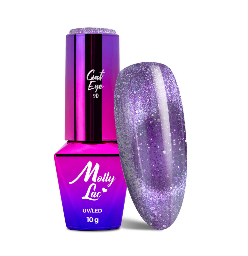 Gél lak Molly Lac Cat Eye Foxy Eyes 552 Purple Light 10 g – magnetický Cat Eye efekt
