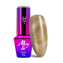 Gél lak Molly Lac Cat Eye Foxy Eyes 555 Eyes Golden 10 g – magnetický Cat Eye efekt