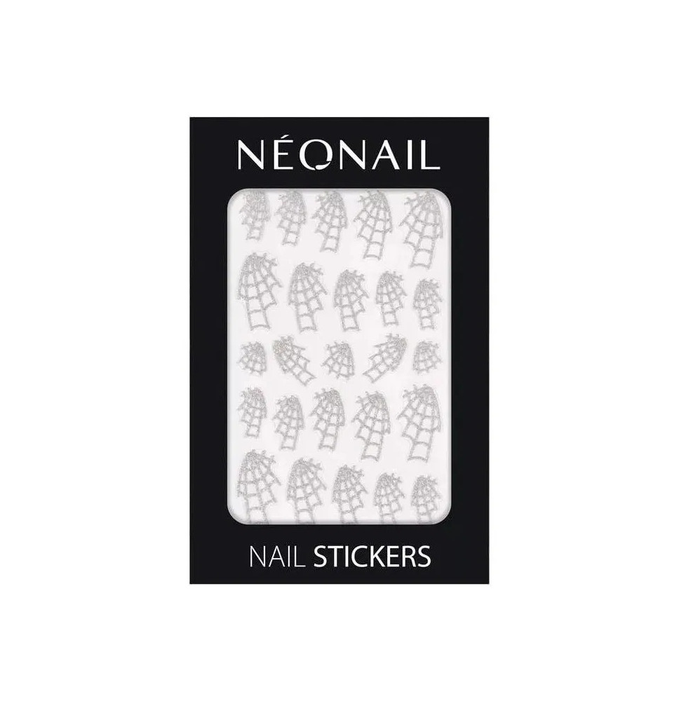 NEONAIL nálepky na nechty Spider Webs 04 – strieborné