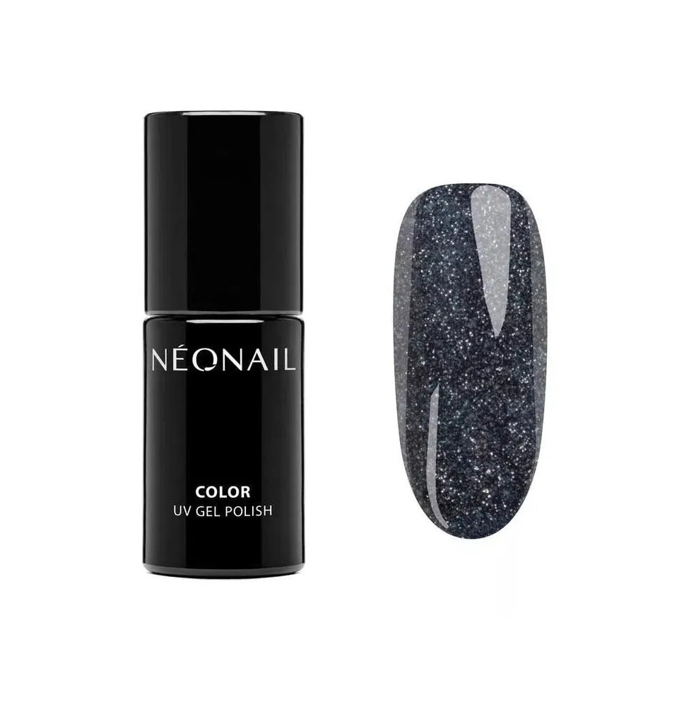 NeoNail Cheerful Nights 7,2 ml – čierny UV gél lak s trblietkami