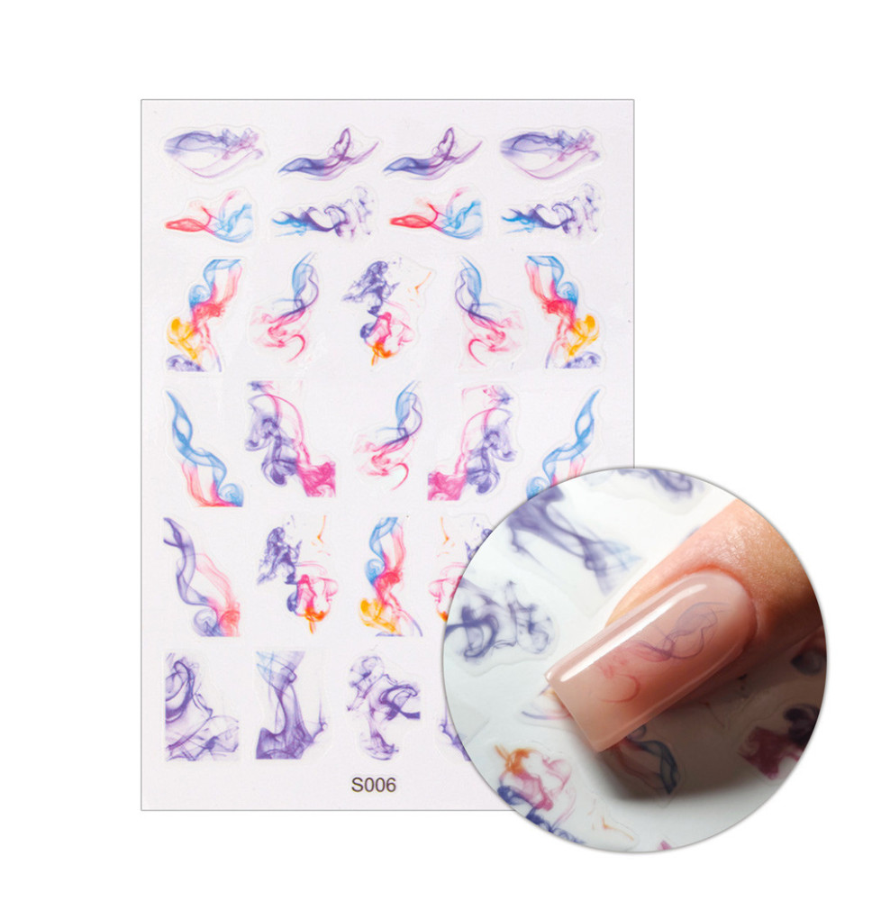 Samolepky na nechty S006 – farebné smoke nail art